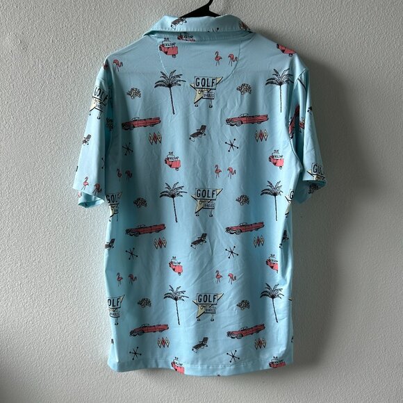 Bad Birdie Golf Polo Retro Print Size Medium - Picture 2 of 4